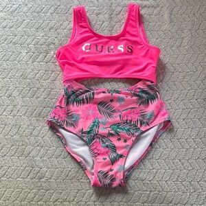 NWOT Guess Kids Pink and Green Tropical Bikini Set Sz 12